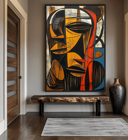 African Abstract Woodcut Art Digital Print