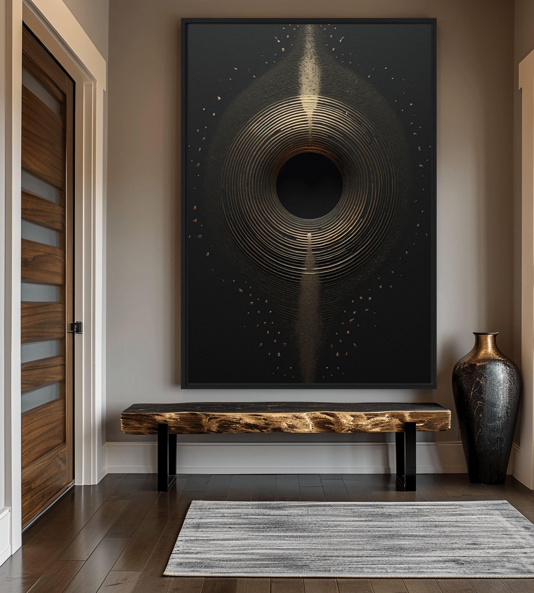 Eclipse Black Gold 3D Art Famed Canvas