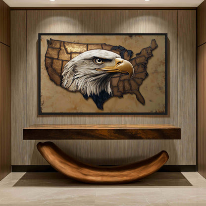 American Eagle Patriotic Art Framed Canvas - PaintFu