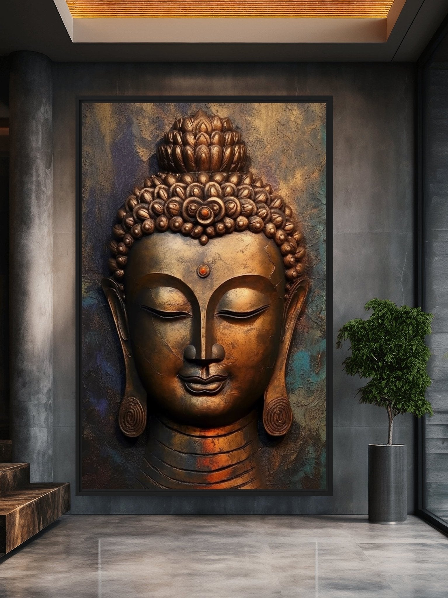 Bronze Buddha Framed Canvas