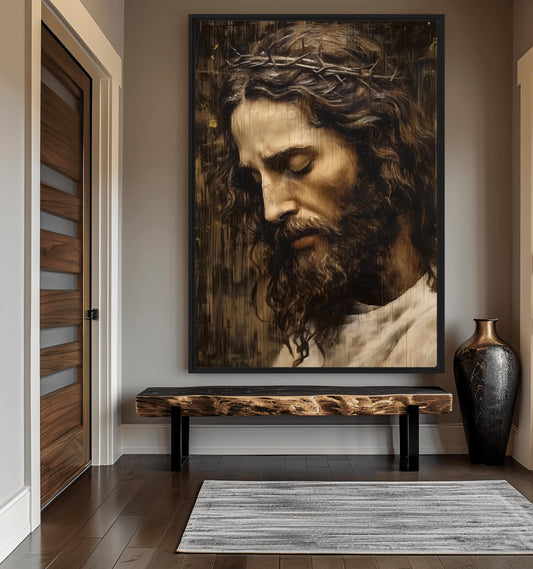 Jesus Portrait Religious Art Framed Canvas - PaintFu