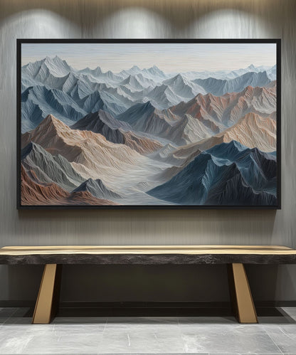 Colorful Mountains Landscape Art Framed Canvas - PaintFu