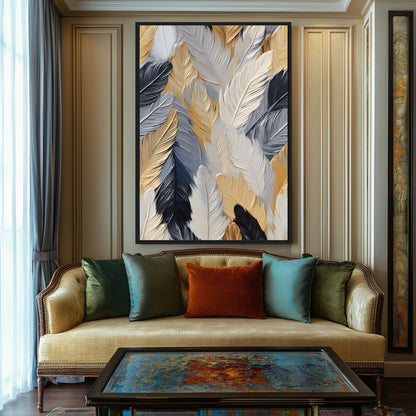 Colorful Feathers Impasto Art Digital Print