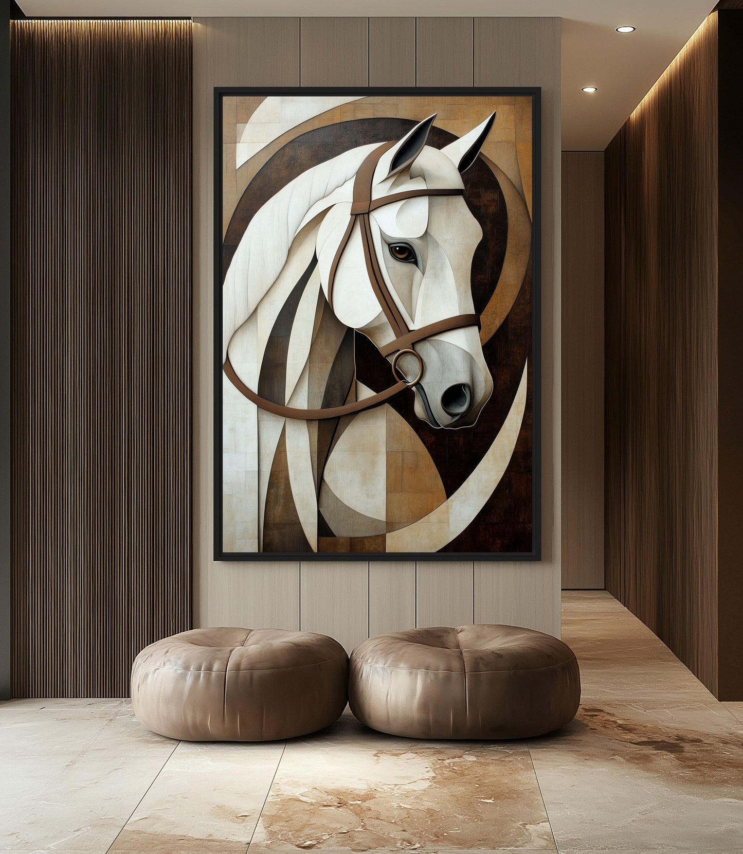 Horse Geometric Art Framed Canvas