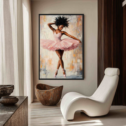 African American Ballerina Framed Canvas - PaintFu