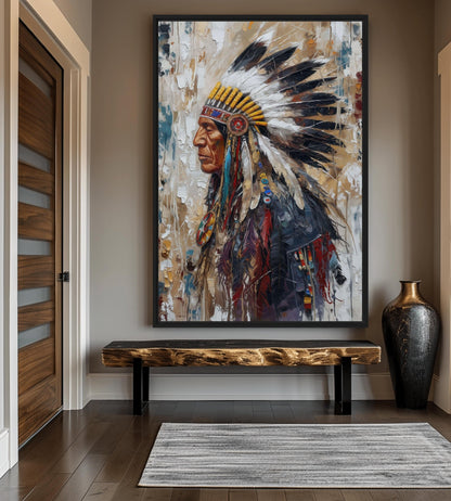 Chief Native American Art Framed Canvas