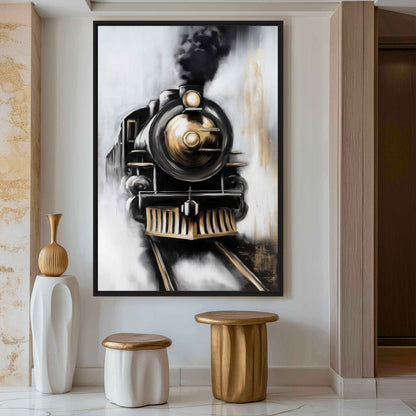 Vintage Steam Train Art Framed Canvas - PaintFu