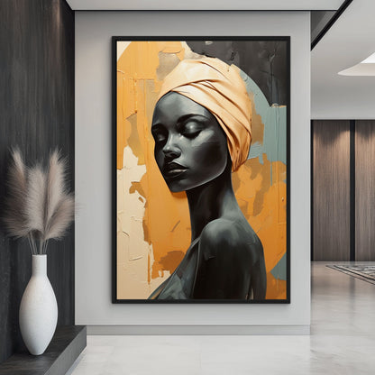 African Woman Abstract Art Framed Canvas