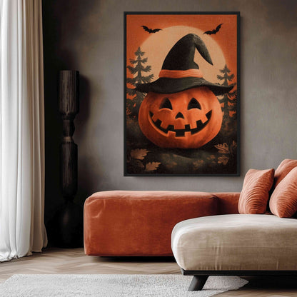 Halloween Pumpkin Framed Canvas - PaintFu