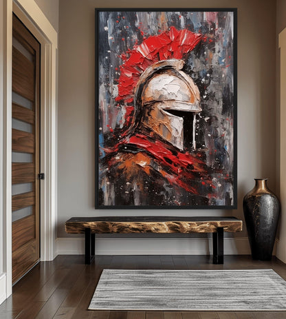Spartan Helmet Modern Art Framed Canvas