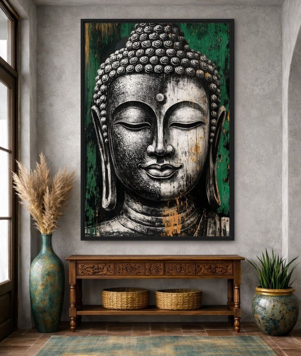 Buddha Portrait Zen Art Framed Canvas - PaintFu