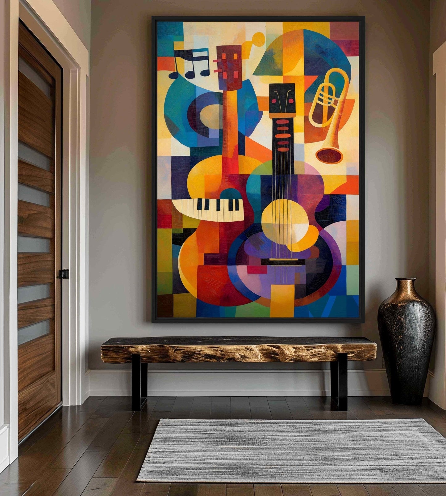 Abstract Music Art Framed Canvas