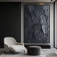 Black Impasto Art Framed Canvas