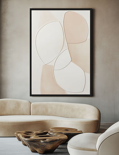 Minimalist Beige Abstract Art Framed Canvas - PaintFu