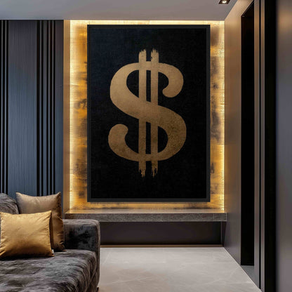 Dollar Sign Trendy Art Framed Canvas - PaintFu