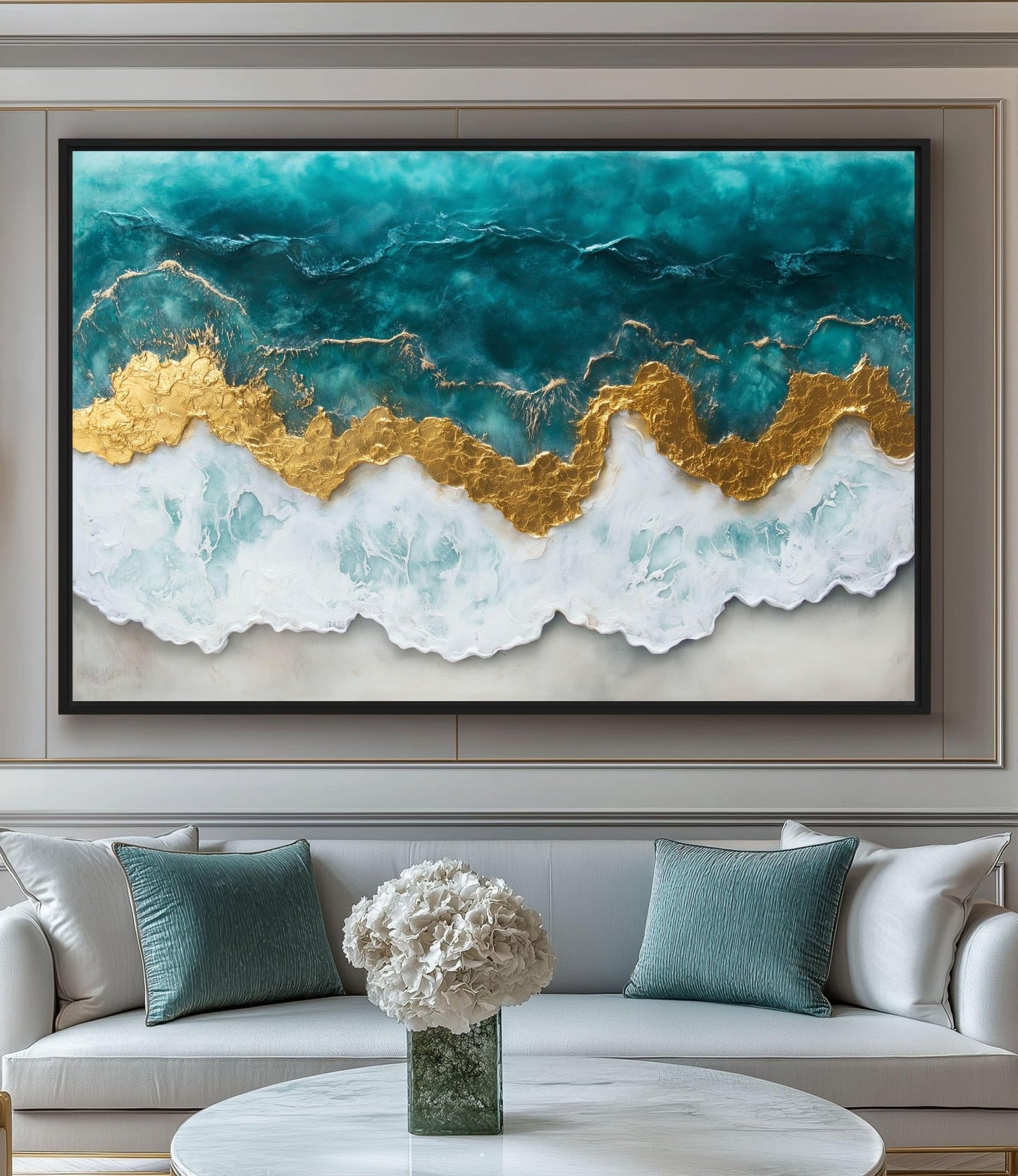 Ocean Arial View Modern Art Framed Canvas