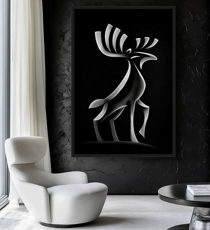 Moose Abstract Art Framed Canvas - PaintFu