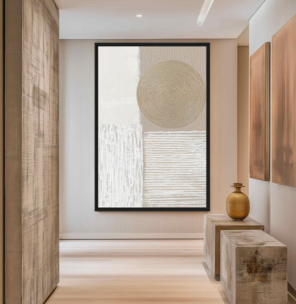Neutral Beige Abstract Art Digtial Print Canvas Print Detail | PaintFu
