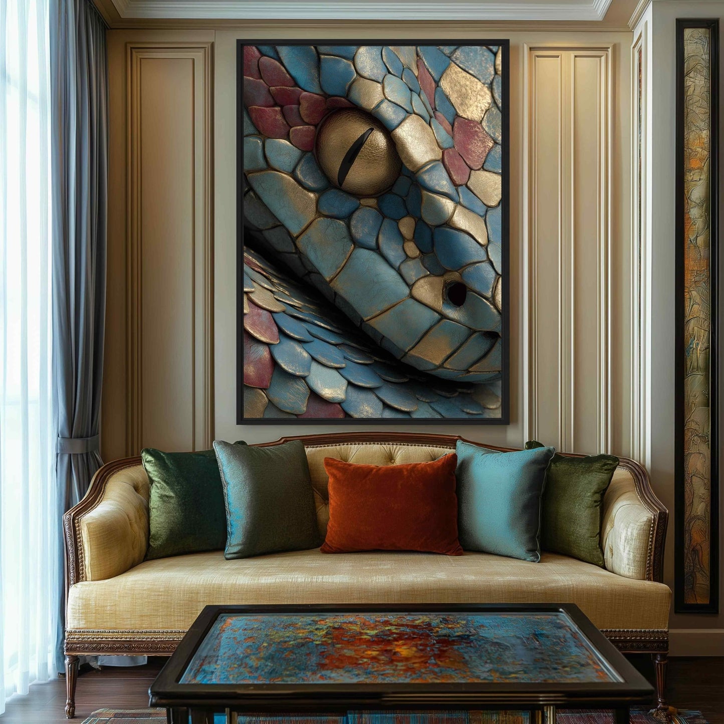 Snake Abstract Wildlife Art Framed Canvas