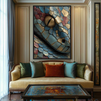 Snake Abstract Wildlife Art Framed Canvas - PaintFu