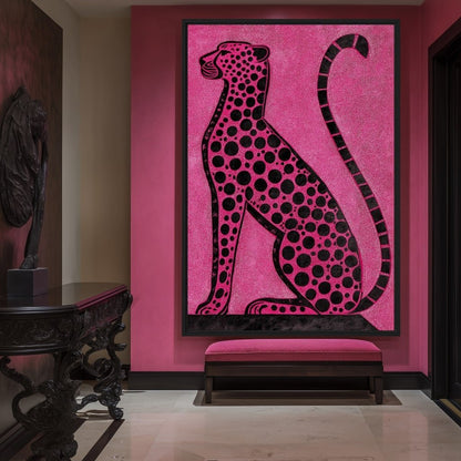 Pink Cheetah Trendy Art Framed Canvas - PaintFu