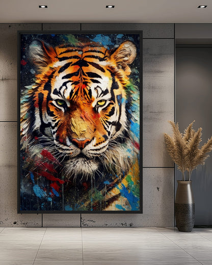 Colorful Tiger Modern Art Framed Canvas