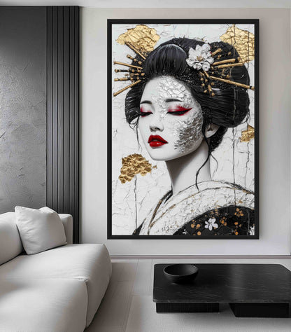Geisha Modern Art Canvas Print Detail | PaintFu