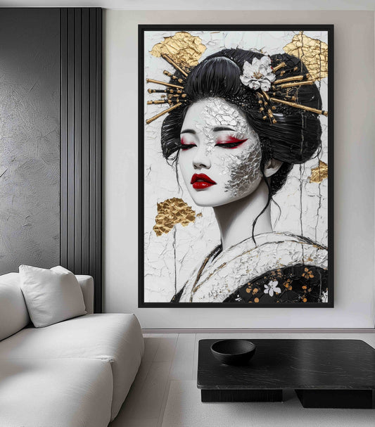 Geisha Modern Art Framed Canvas