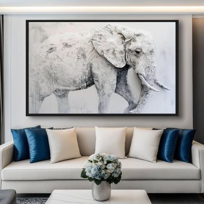 White Elephant Modern Art Framed Canvas