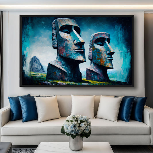 Easter Island Statues Framed Canvas - PaintFu