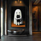 Cute Ghost With Black Cat Digital Print