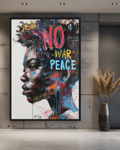 No War Graffiti Art Framed Canvas