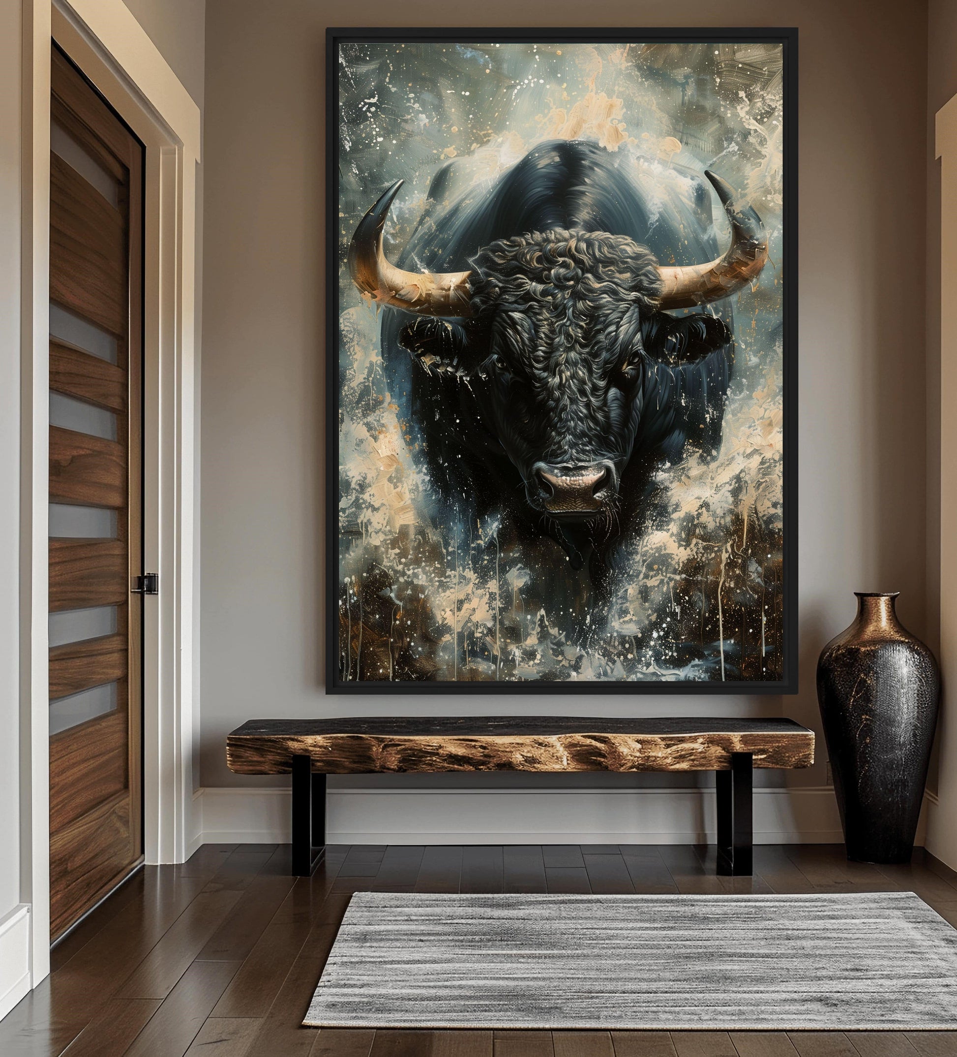 Raging Bull Modern Art Framed Canvas - PaintFu