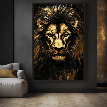 Golden Lion Luxury Art Canvas Print Detail | PaintFu
