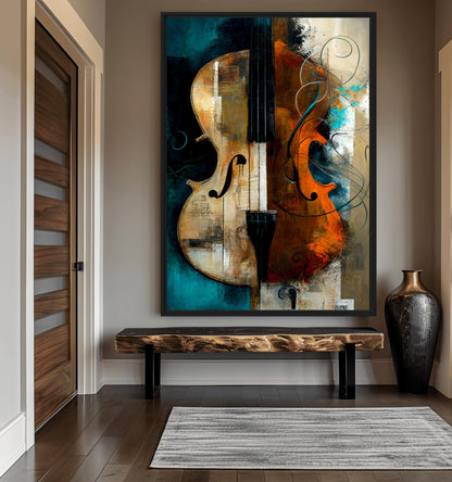 Violin Music Art Framed Canvas