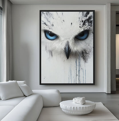 White Owl Modern Art Canvas Print Detail | PaintFu