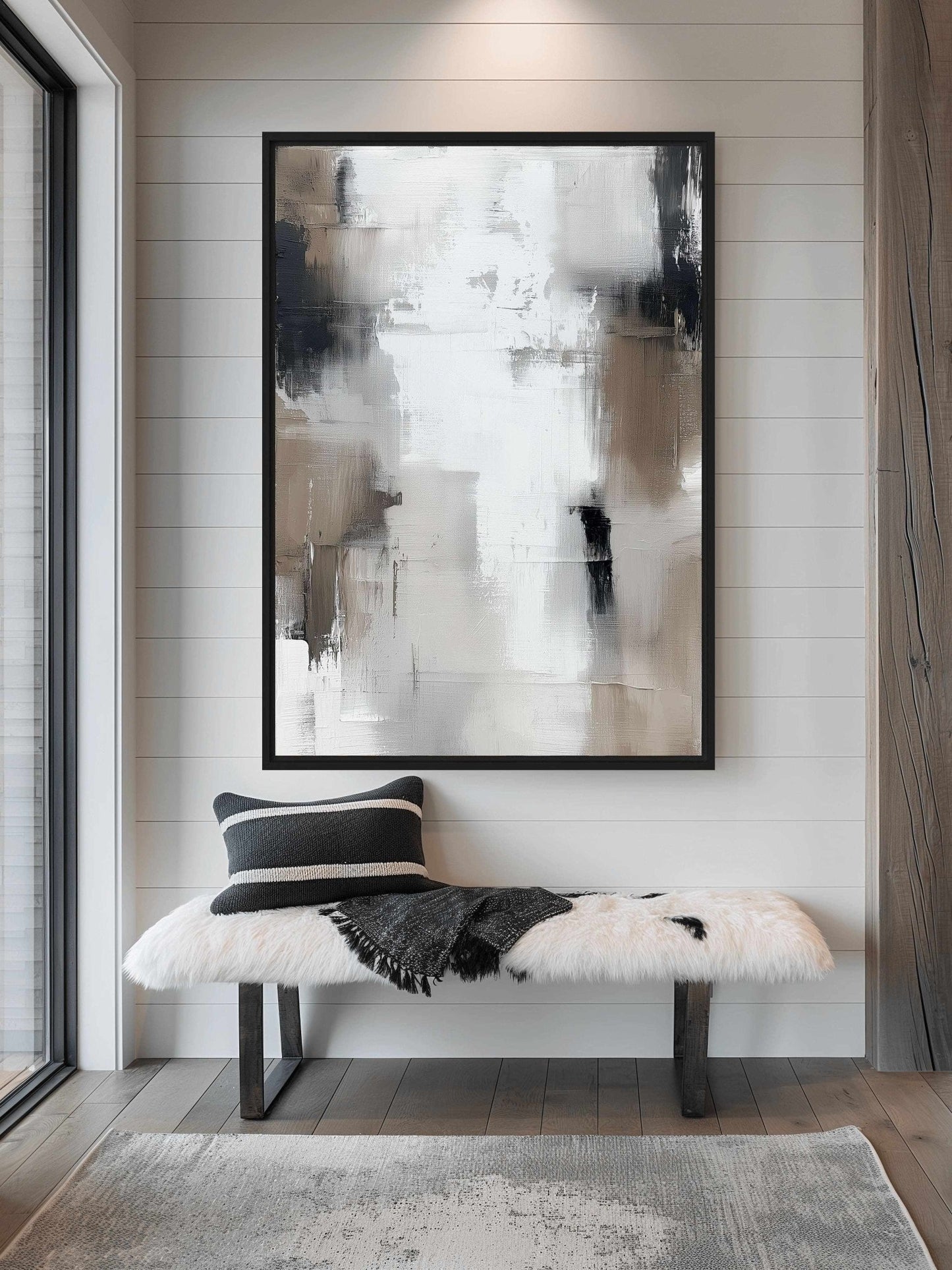 Neutral Abstract Nordic Art Framed Canvas