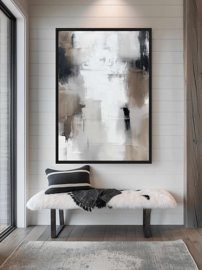 Neutral Abstract Nordic Art Framed Canvas - PaintFu