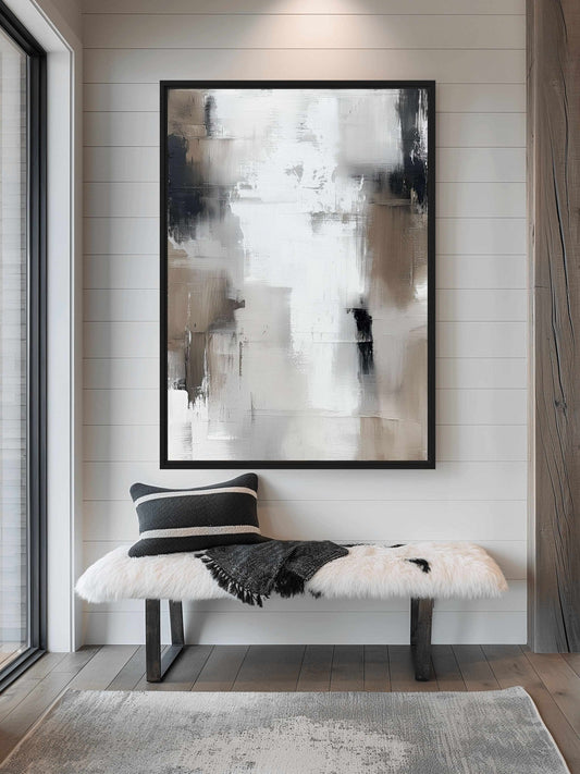 Neutral Abstract Nordic Art Framed Canvas