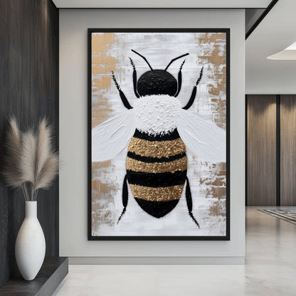 Bee Modern Art Framed Canvas
