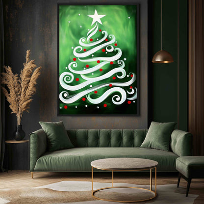 Christmas Tree Minimalist Art Framed Canvas - PaintFu