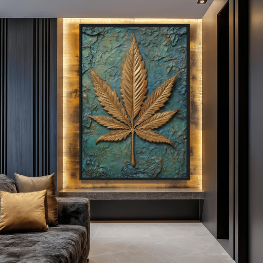 Cannabis Leaf Framed Canvas - PaintFu