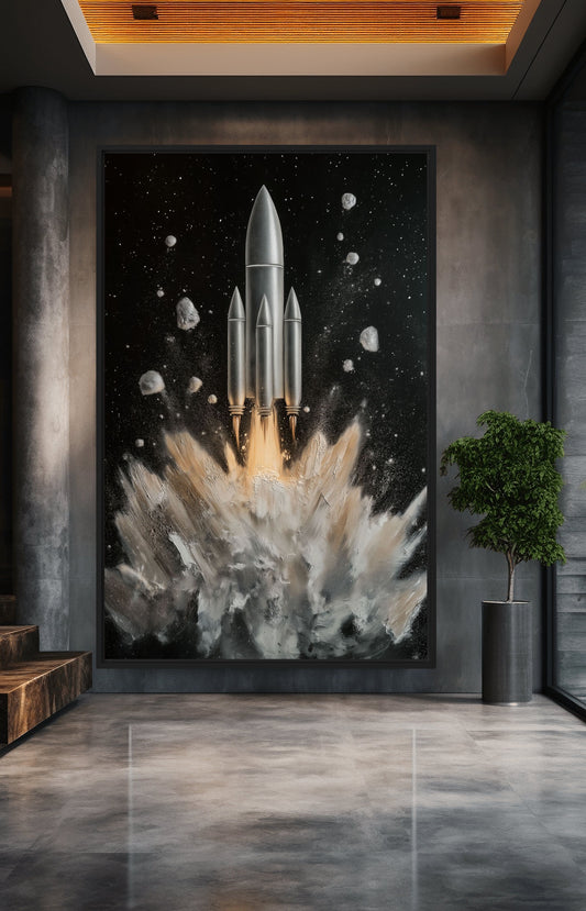 Rocket Take Off Space Art Framed Canvas - PaintFu