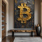 Bitcoin Black Gold Impasto Art Digital Print