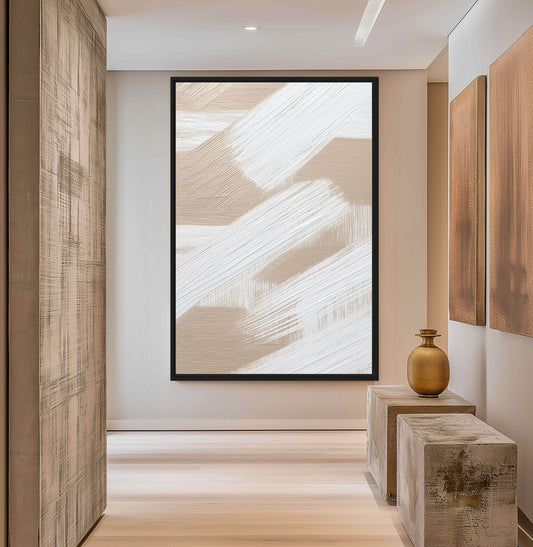 Beige & Brushstroke Art Digital Print