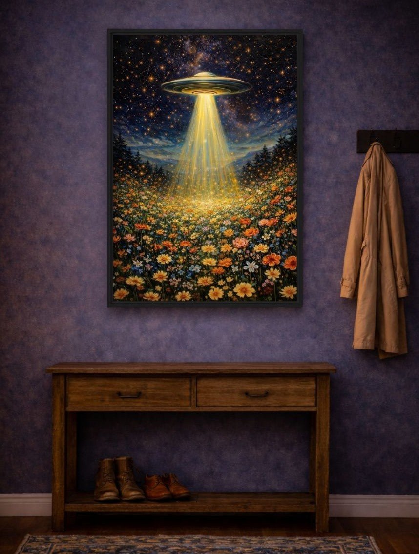 UFO Abduction Sci Fi Art Framed Canvas - PaintFu