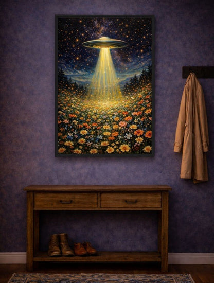 UFO Abduction Sci Fi Art Framed Canvas - PaintFu