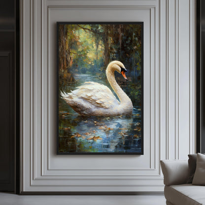 White Swan Fine Art Framed Canvas