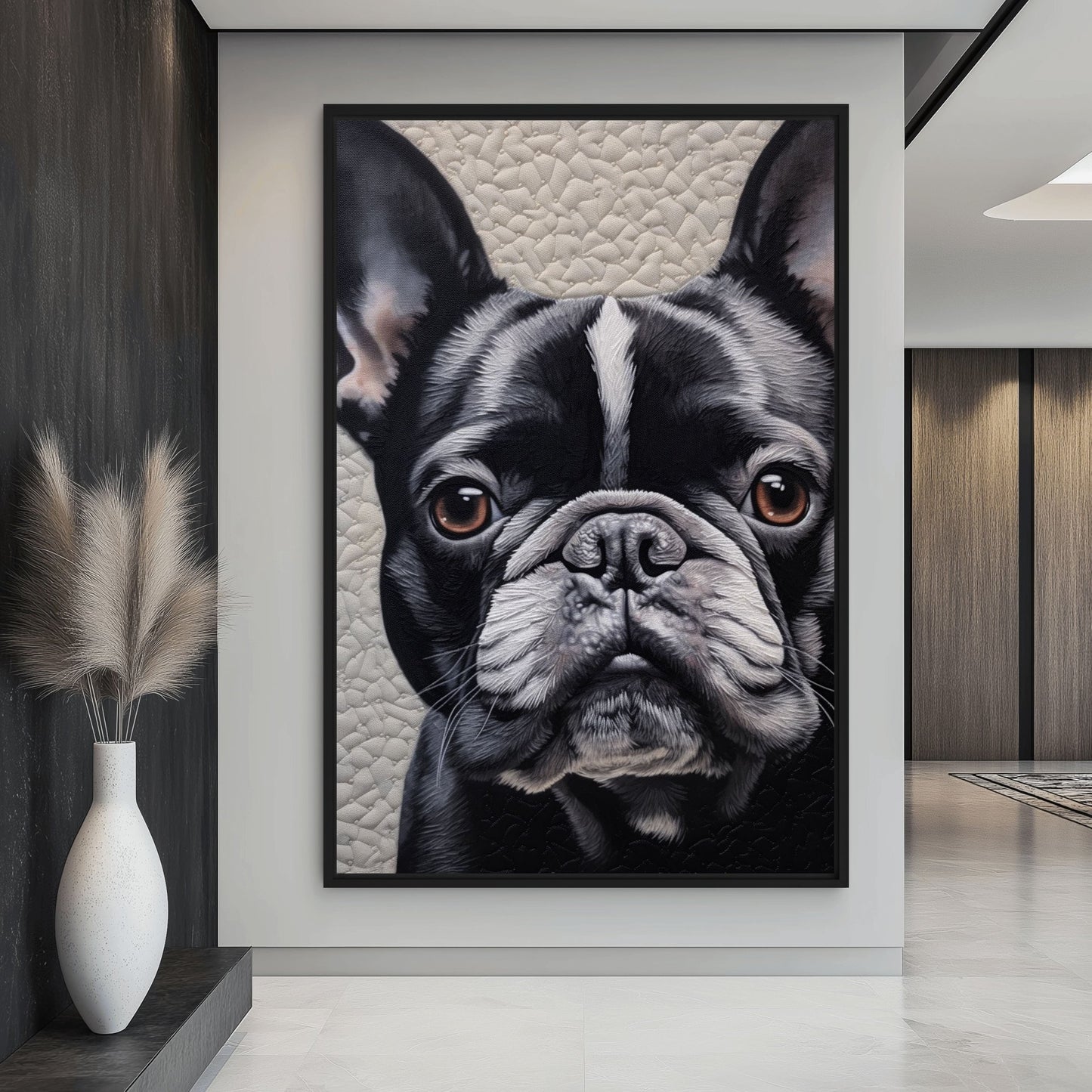 Cute French Bulldog Framed Canvas