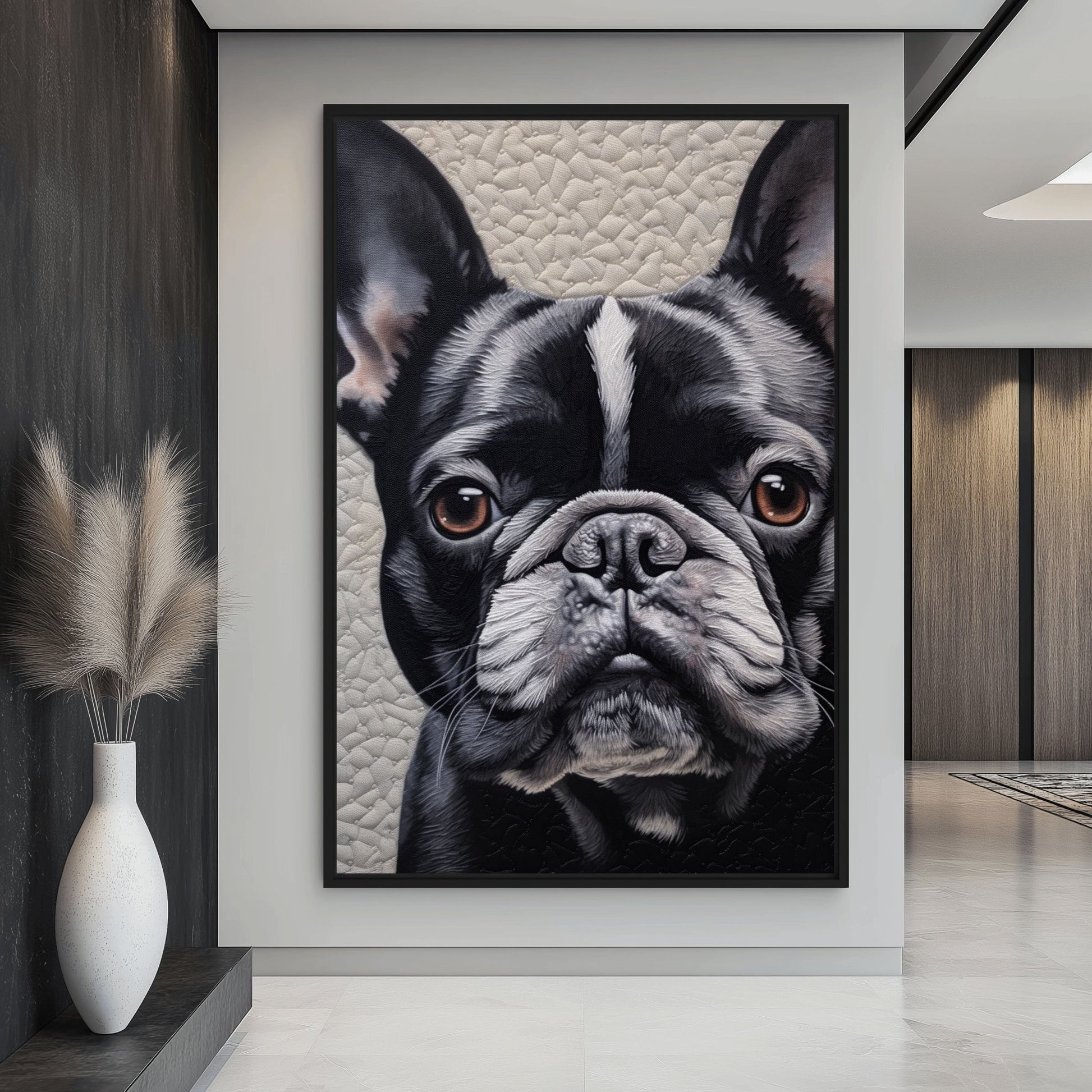 Cute French Bulldog Framed Canvas